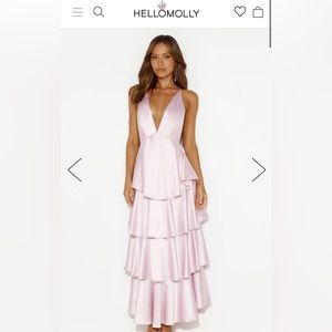 Hello Molly Party of the Year Satin Maxi Dress Light Pink